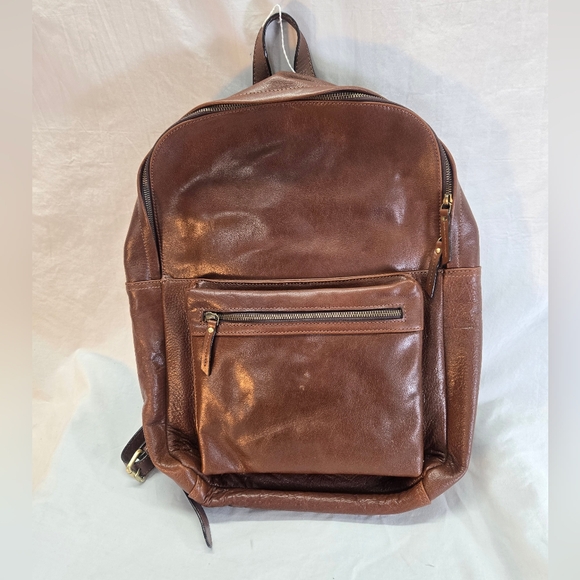 FH Wadsworth Brown Leather Golf Backpack GUC Clean Interior